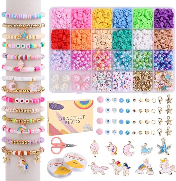 KHANDIYA Unicorn Bracelet Making Kit for Girls,Jewellery Making Kit, DIY Bead Set