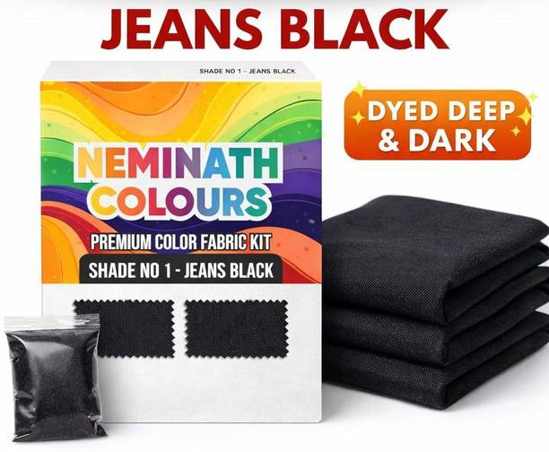 Neminath Pakka Rang Jeans Black Fabric Dye | Shade No 1 (10×5g) + Fixer