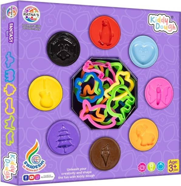 Ratnas 8in1 Fantasy Dough Non toxic 8 Color Dough With Assorted 12 Molds (1158)