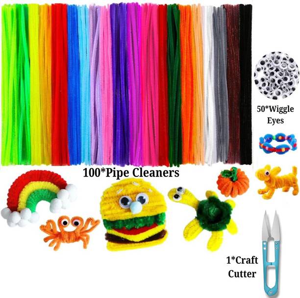 Qroof ProjectsforSchool Stem Crafts Multi Colored Pipe Cleaner 100 Pcs