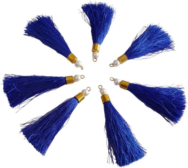 LARON FINERYS BLUE 3 INCHES SILK THREAD TASSELS (PACK OF 50)