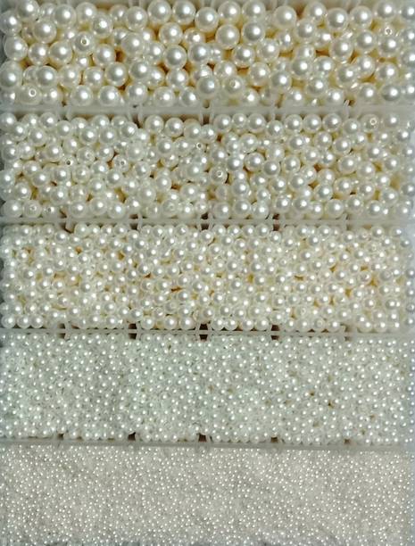 ZAKIO 5 SIZE ( 3 to 10MM) OFF WHITE PEARL BEADS FOR DIY JWELLERY ART & CRAFT 3550 PCS