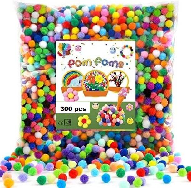 KRYTONE 1CM 300PCS Assorted Pom Poms Craft Pom Pom Ball Colorful Pompoms for DIY Crafts