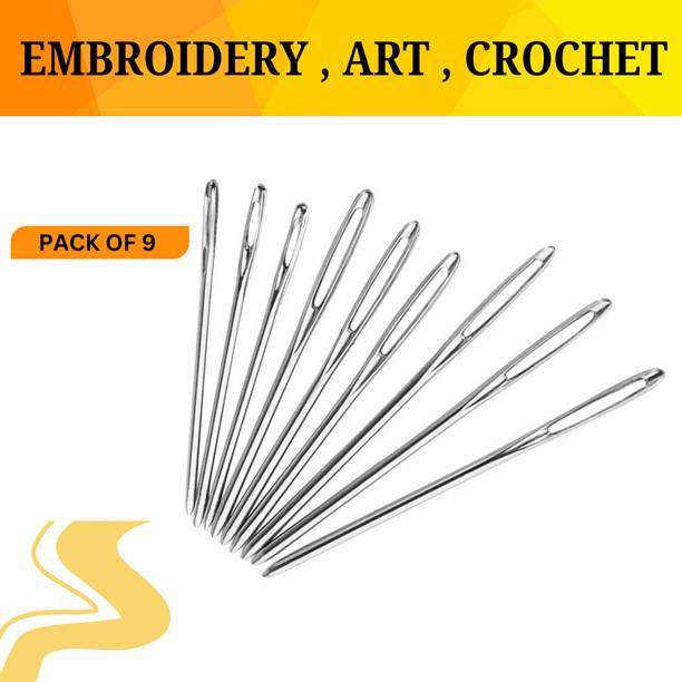 Qroof 9 Piece Stainless Steel Knitting Needles, Sewing Needles, Crafting Knitting