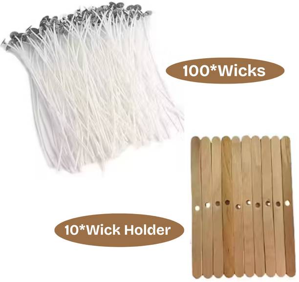 Qroof Candle Making Wick , 100 Pieces & 10 Candle Making Wick Holder