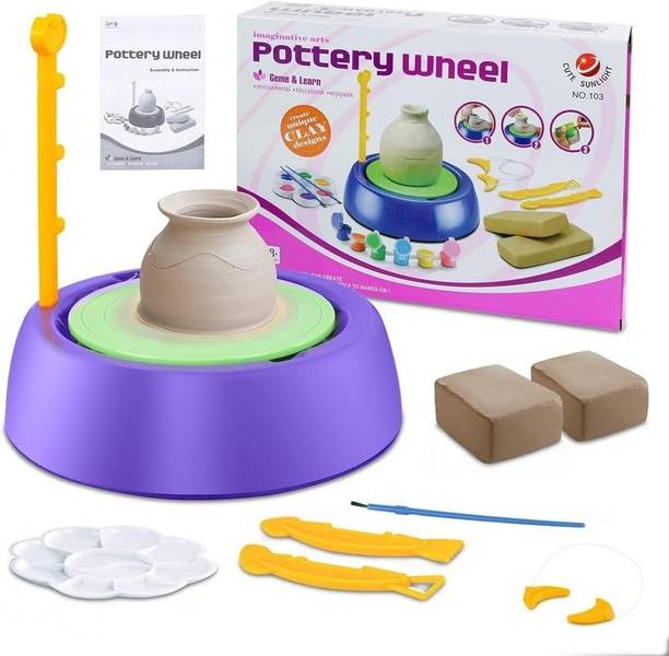 मायहुडविंक Pottery Wheel Kit Battery Operated Pottery Wheel & Painting Kit for Kids