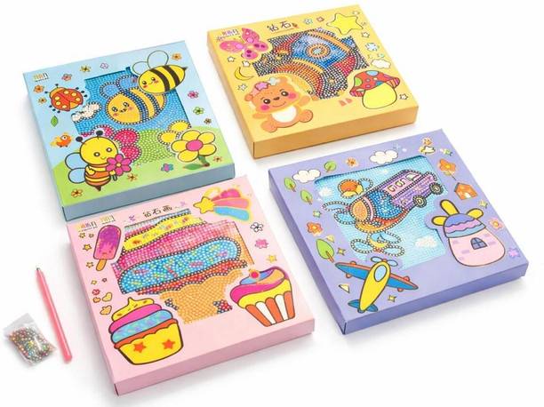 KIDOHOMEESSENTIALS DIY Diamond Painting Art Kit for Kids with Colorful Rhinestones and Tools