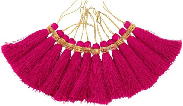 Patwa Traders (PINK) Tassel Garland, Pack of 12, for Jewellery, Saree, Dress, Crafting