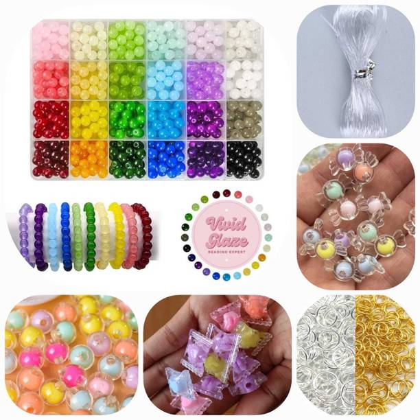 ELCETRATD JEWELLERY 300 Beads with 20 Fancy beads for making bracelets for girls and women