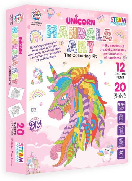 Ratnas Unicorn Mandala Art . A Perfect Creative art kit for all ages (1070)