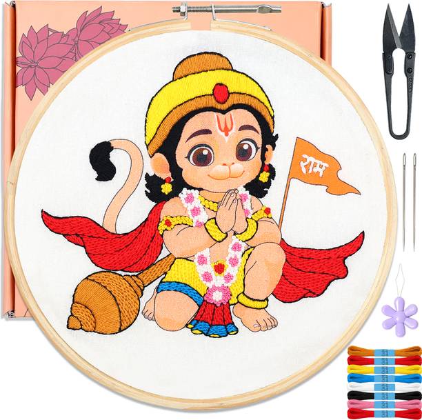 picknMAKE DIY Bal Hanuman Ji DIY Embroidery Kit for Beginners & Adults
