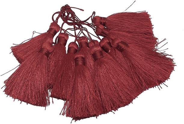 PRANSUNITA 12 PCS Silky Floss Craft Handmade Tassels with Loop for Souvenir, Bookmarks
