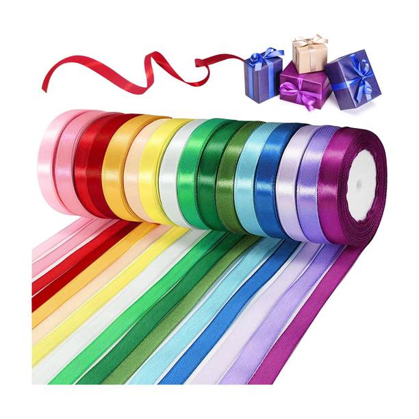 Shree ArtnCraft Multicolor 1/2" inch Satin Ribbon 10 Rolls Each colour 10mtr