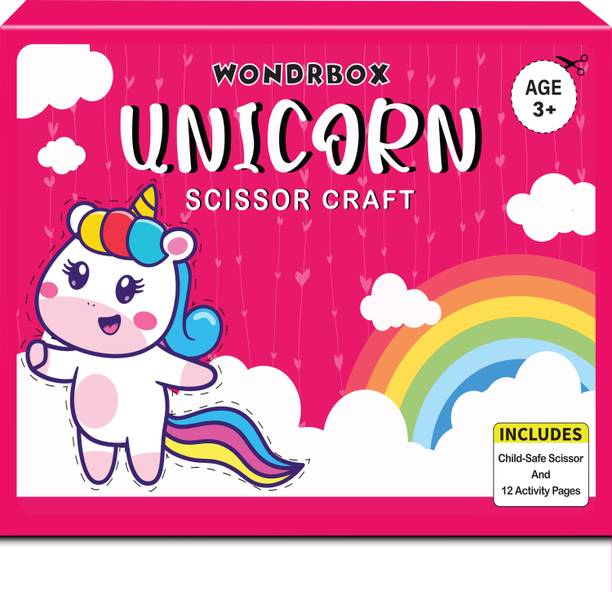 WONDRBOX Scissor Skills Activity Book - Unicorn, 12 Fun Cutting Activities for kids