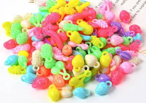 Zilzon 100 Piece Acrylic Fruit Beads for Jewellery Making, DIY Bracelets Multicolor
