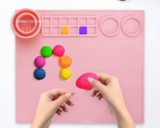 NIRMATSARAY 1pcs Pink Silicone Craft Mat/sheet for Painting Play Doh and Clay for Kids