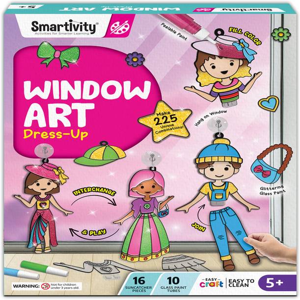 स्मार्टिविटी Window Art-Fashion Kit for Kids 5 to 8 Years, Creative Toy Gift for Girls & Boys