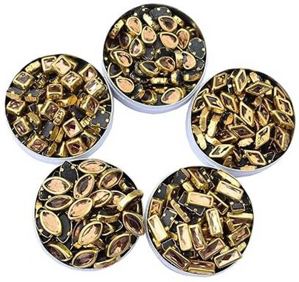 Sadhusadhya Embroiderymaterial Combo Pack of Kundan Stone Beads 500pcs gold color