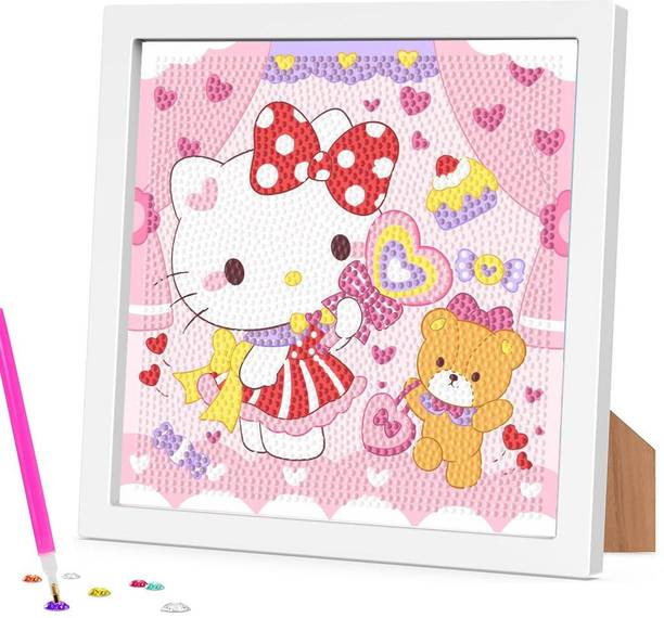 HASTHIP DIY Diamond Painting Kit Kids Hello Kitty Art Gift Resin Painting 7.6 inch x 17 inch Painting