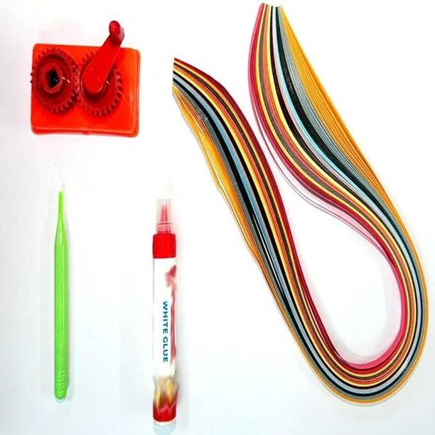 Diva Quilling Kit/Quilling Strips,Needle,Crimper&Glue Combo for Craft,Decorations,DIY
