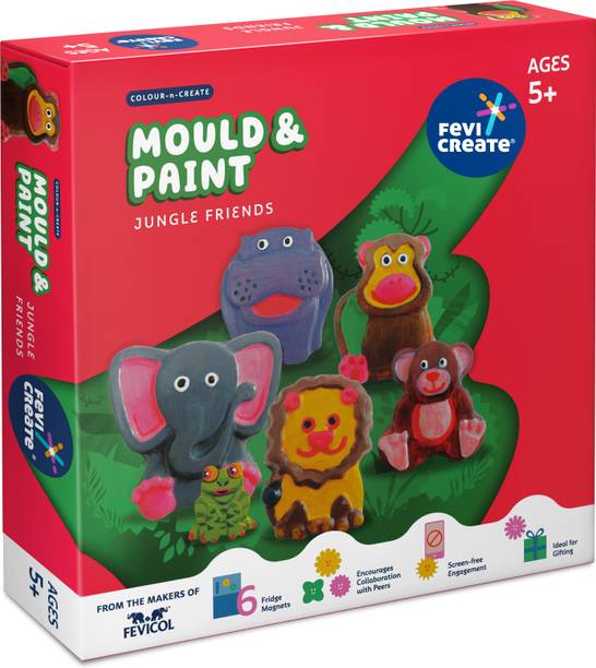 Fevicreate DIY Mould & Paint Jungle Animals Craft kit | Kids DIY Craft & Paint Kit 5 Years