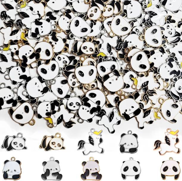 INDIKONB Panda Charms for DIY Jewelry & Craft, 50 Pcs Multicolor
