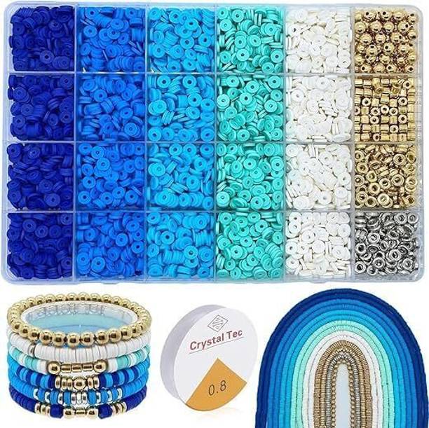 DEAROW BLUE _ DIY Beads Set - Soft Polymer Clay Beads & Spacers for Bracelet Making