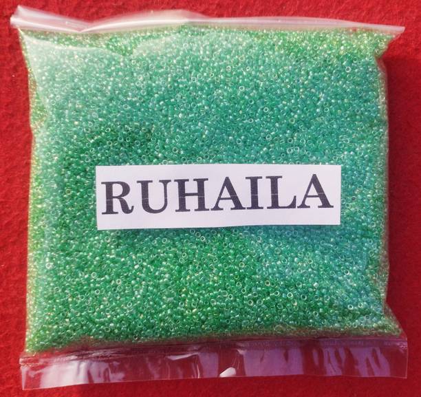 RUHAILA LIGHT GREEN COLOR GLASS BEADS-400 GMS FOR ART CRAFT JWELLERY EMBRIODERY