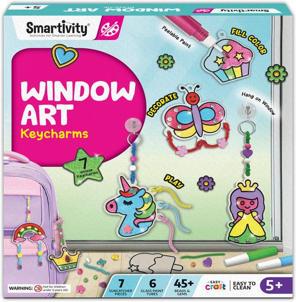 स्मार्टिविटी Window Art-Keycharms Kit for Kids 5 to 10 Years, Creative Gift for Girls & Boys