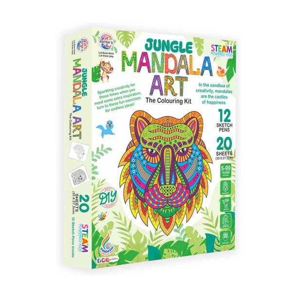 Ratnas Jungle Mandala Art (1080) The Coloring Kit with 20 Sheets