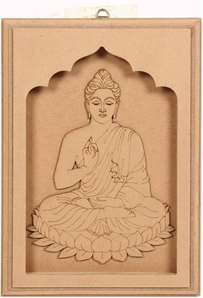 LITTLE BIRDIE Pre Marked MDF Buddha With D Ring Hanging Hook 12 X 8.5inch 1pc
