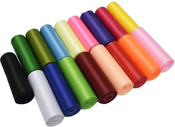 ASIAN HOBBY CRAFTS Polyester Ribbon 3": Length 3m Each : Pack of 12 Colors(Assorted)