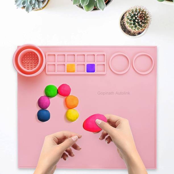 GOPINATH AUTOLINK 1pcs Pink Silicone Painting Mat for Arts and Crafts Play Doh and Clay for Kids