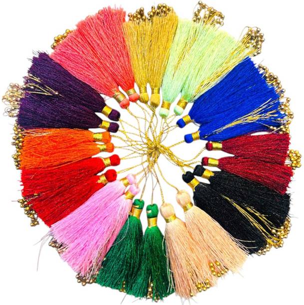 Patwa Traders Pack of 24 Colorful Tassels,Jewellery, Keychains, Sarees, Dresses, Home Decor