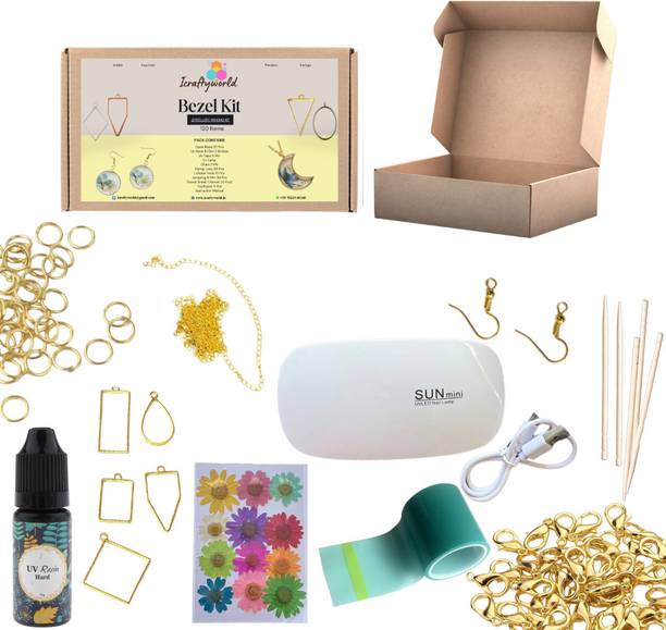 R H lifestyle Resin Art KIt, Jewellery & Keychain Making Kit, Resin Kit For Beginner 120 Items
