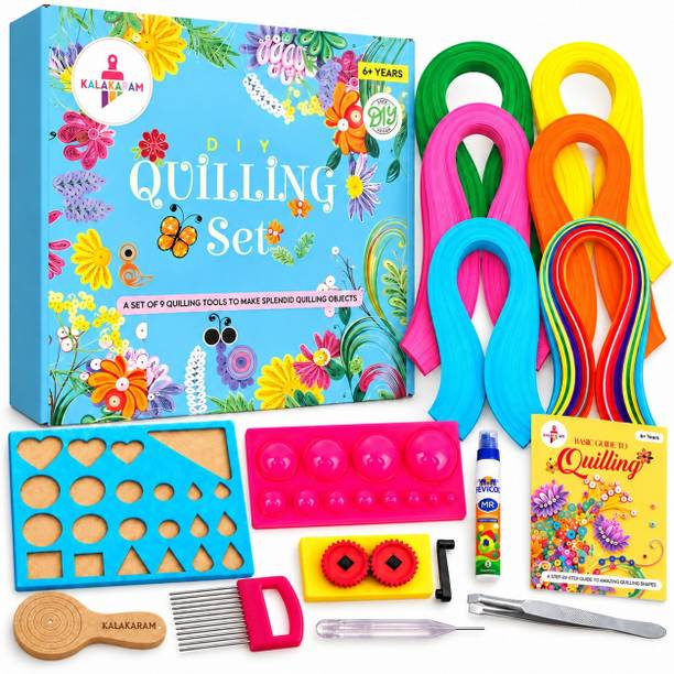Kalakaram Paper Quilling Kit, Paper Stripes Art Box Activity for Girls, Hobby Craft Kit
