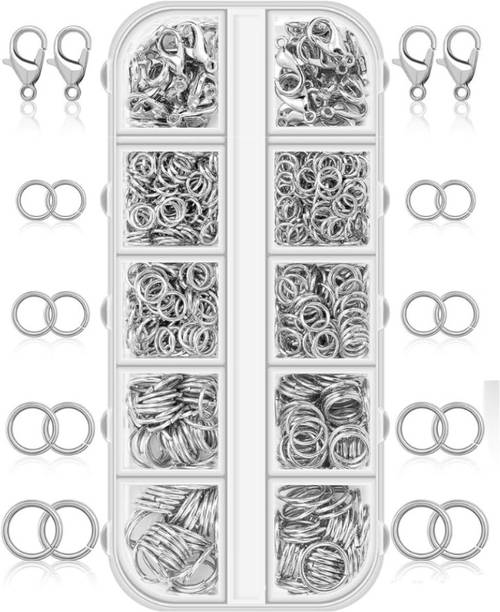 Qroof Jump Rings, Lobsters for Jewelry Making Supplies (Silver)