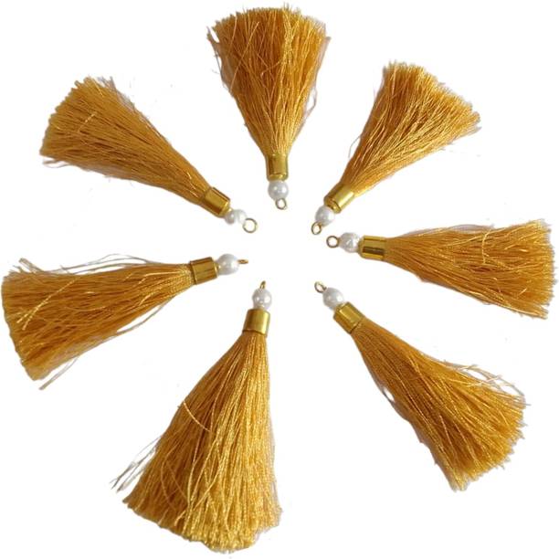 LARON FINERYS GOLDEN 3 INCHES SILK THREAD TASSELS (PACK OF 50)