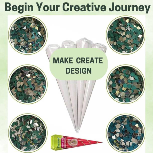 Qroof Combo Of Mirror Ceramic Cone for Lippan Art, Mandala Art, Craft