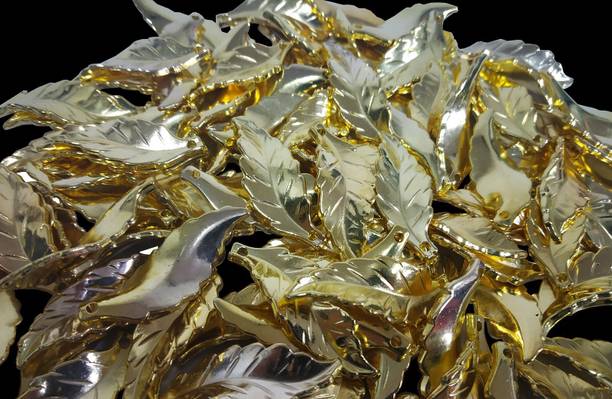 Airtick Pack of 100 Gram (90 Pcs Approx) Golden Leafs Pearl Moti Bead Craft Material