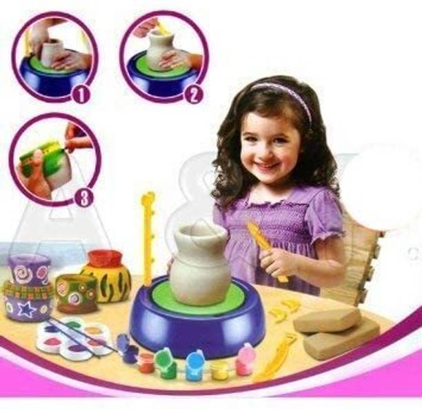 मायहुडविंक Pottery Wheel Kit - Battery Operated Pottery Wheel & Painting Kit for Beginners