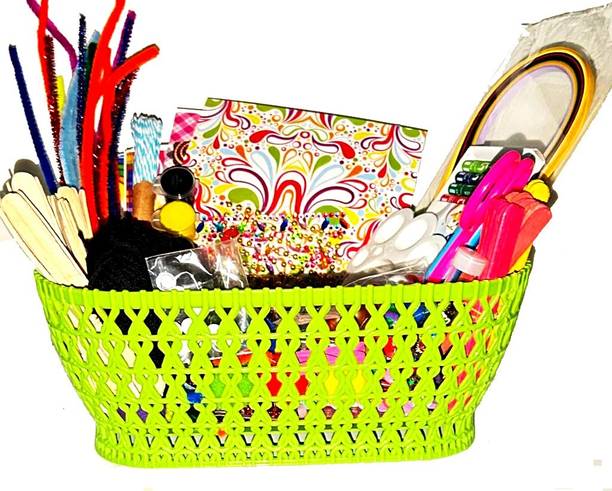 KHUSHA CREATIONS My DIY Craft Material Basket / Craft Kit for Kids / Gift for Kids / Hobby Craft