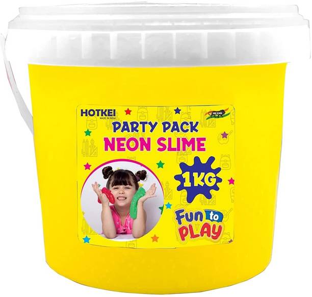 HOTKEI (Neon 1kg) Yellow Fruit Scented DIY Magic Slime Clay Jelly kit Toys for Kids
