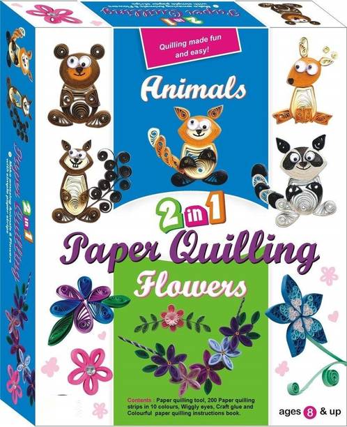 ZWINKO Paper Quilling Set - Animals and Flowers Edition (200 Strips in 10 Colors)