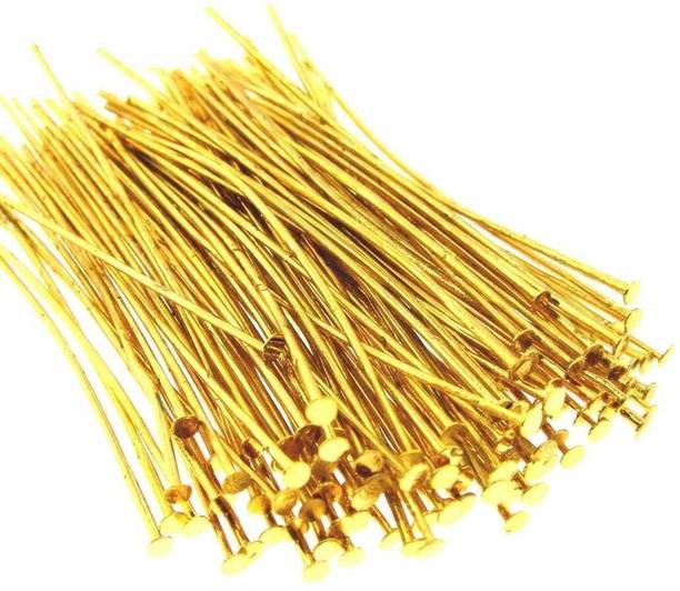 Crafts Haveli Quilling And Jewellery Making Acessories Head Pins - Golden ( 100Pc )