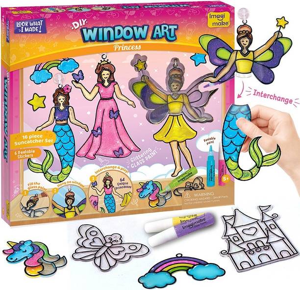Imagimake Window Art - Princess - Glass Painting Set - Craft Kit for Girls 5 Years & Above