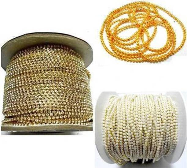 Sharum Crafts Quilling And Jewellery Making Acessories Stone Chain,Pearl Chain,Golden Ball