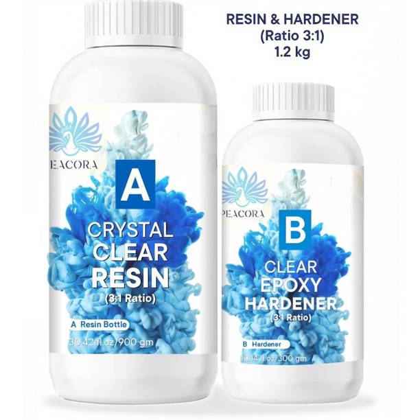 PEACORA Clear UV-Resistant 1200g High Intensity Premium Epoxy Resin Hardener Art Kit 3:1 Resin Art Medium