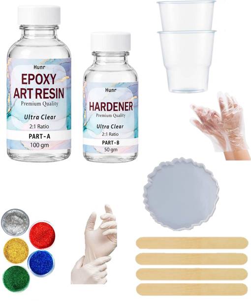 Hunr 2:1 Resin & Hardener for Art, Jewellery Making, Coasters, DIY Crafts & Décor Resin Art Medium