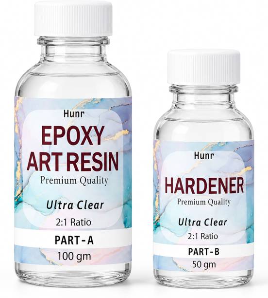 Hunr Clear Epoxy Resin & Hardener Kit 150g | 2:1 Mix Ratio Resin Art Medium